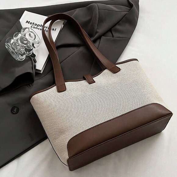 Multicolor Casual Women's Business Foldable Dual Strap Tote Bag - Picture 7 of 8